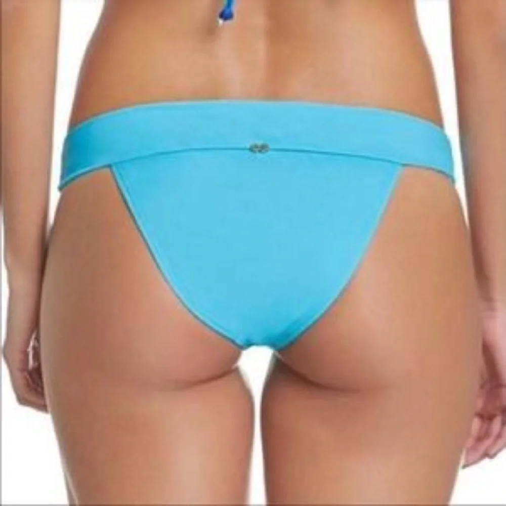 PilyQ marine blue thick banded bikini M nwt!